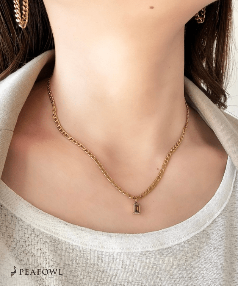 Emerald Grain Figaro Chain Necklace - peafowl
