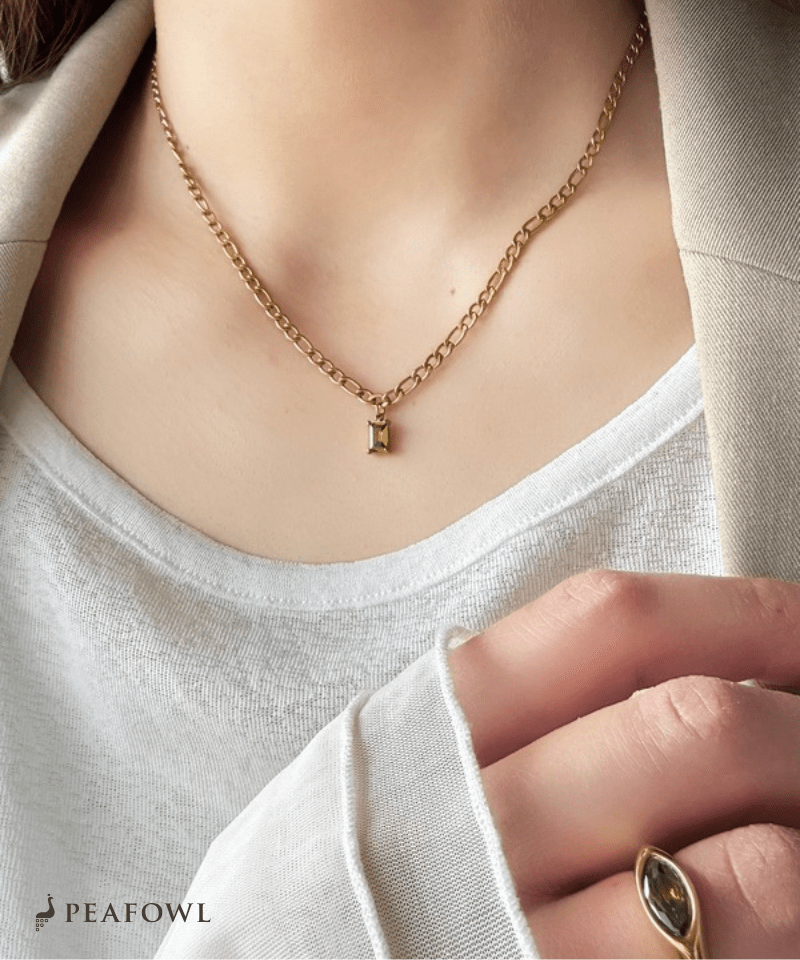 Emerald Grain Figaro Chain Necklace - peafowl