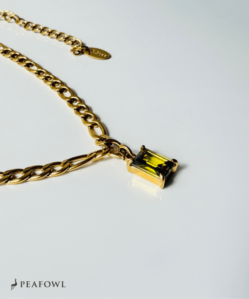 Emerald Grain Figaro Chain Necklace - peafowl