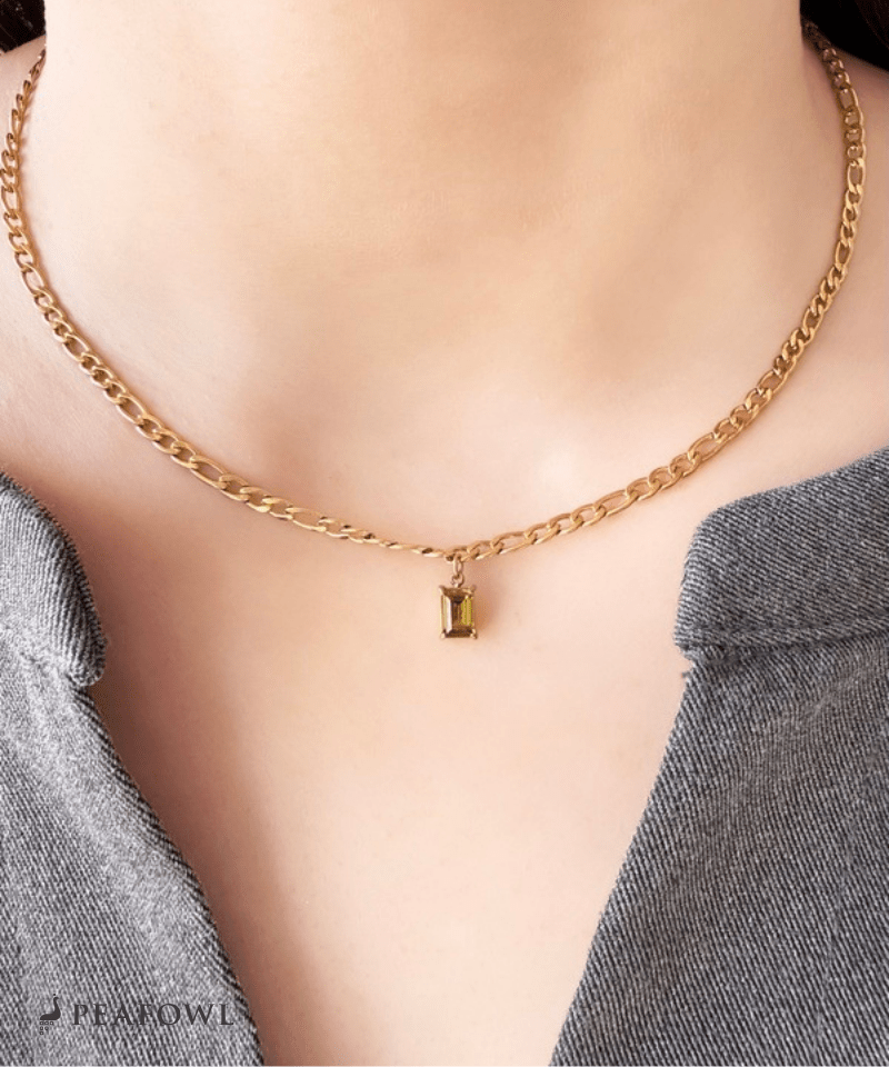 Emerald Grain Figaro Chain Necklace - peafowl