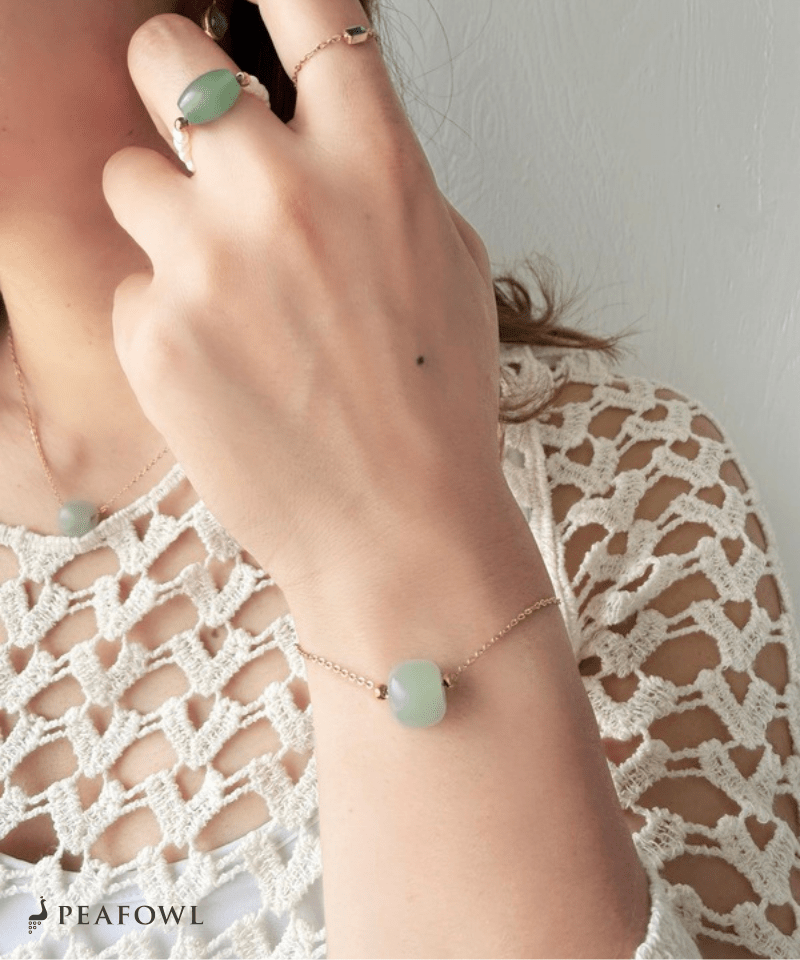 Green Stone Bracelet - peafowl