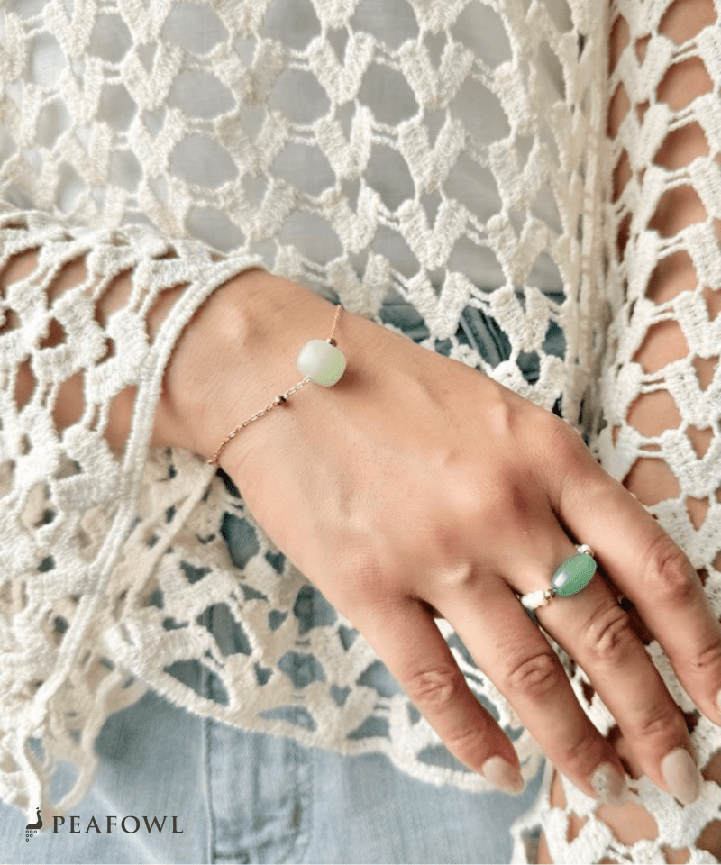 Green Stone Bracelet - peafowl