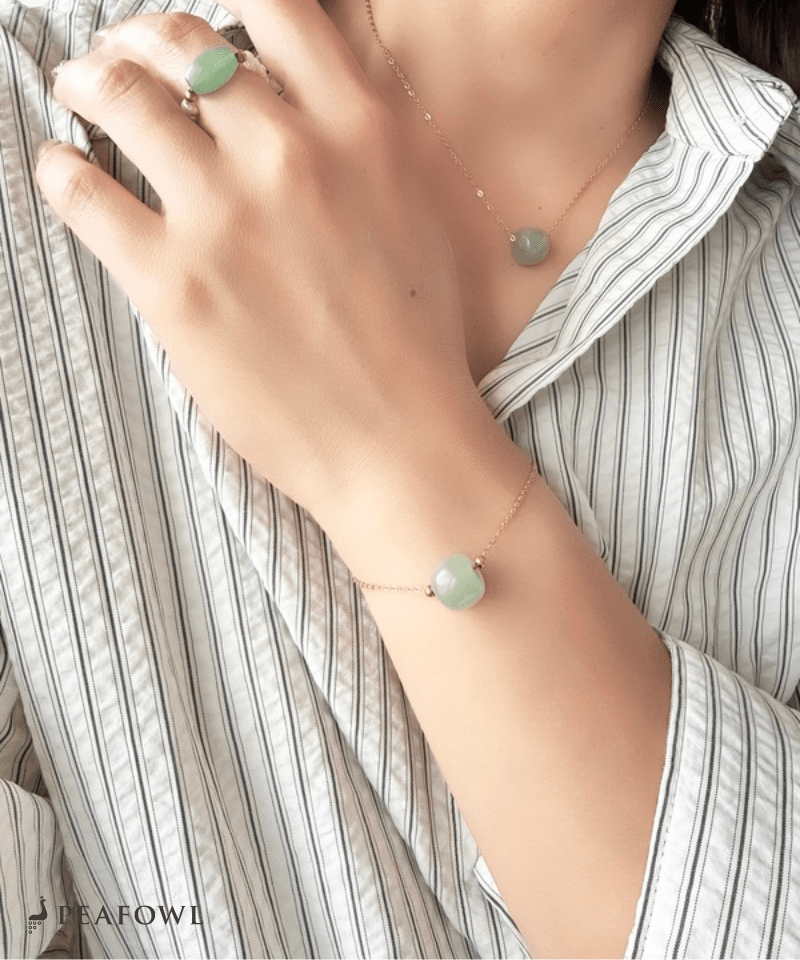 Green Stone Bracelet - peafowl