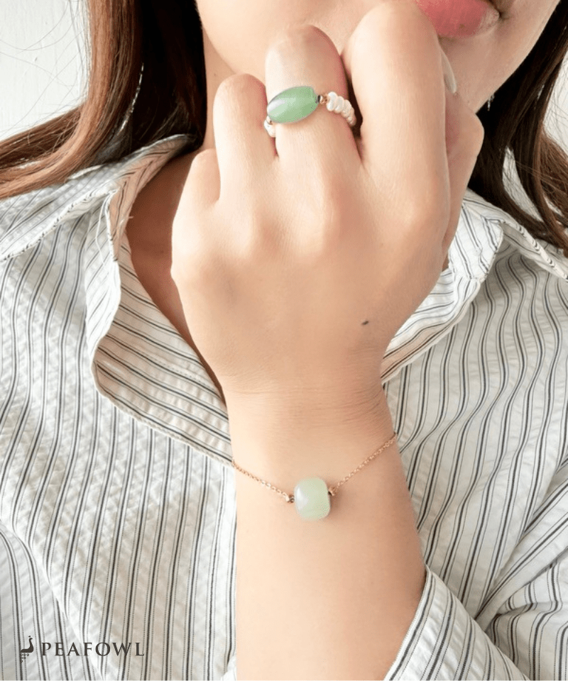 Green Stone Bracelet - peafowl