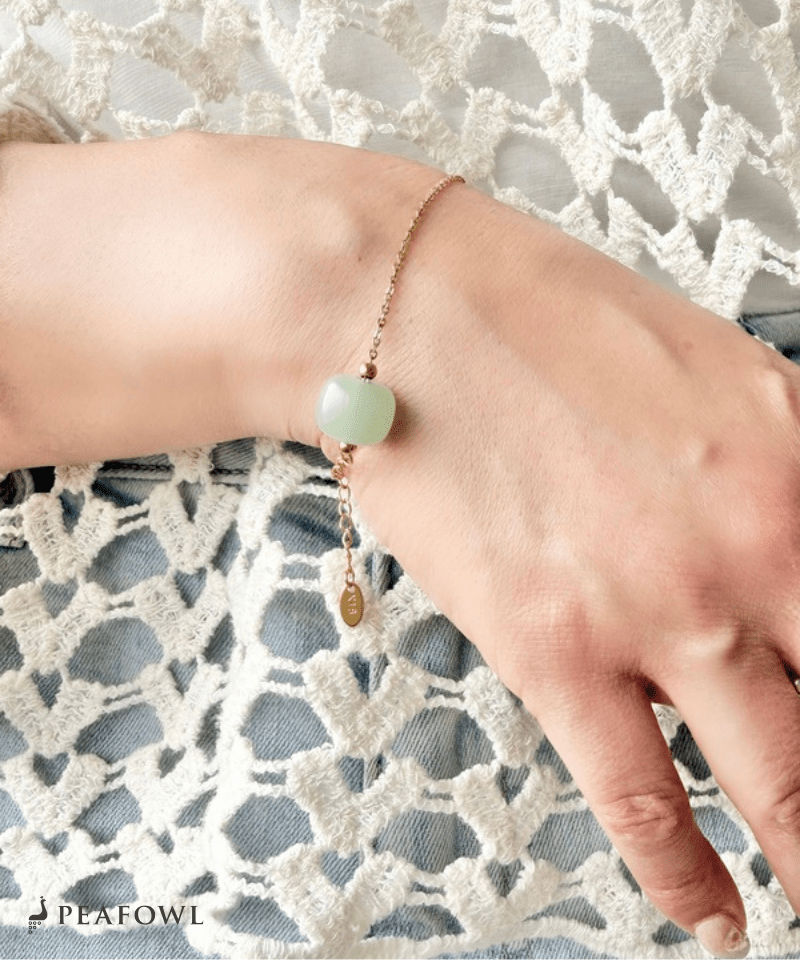 Green Stone Bracelet - peafowl