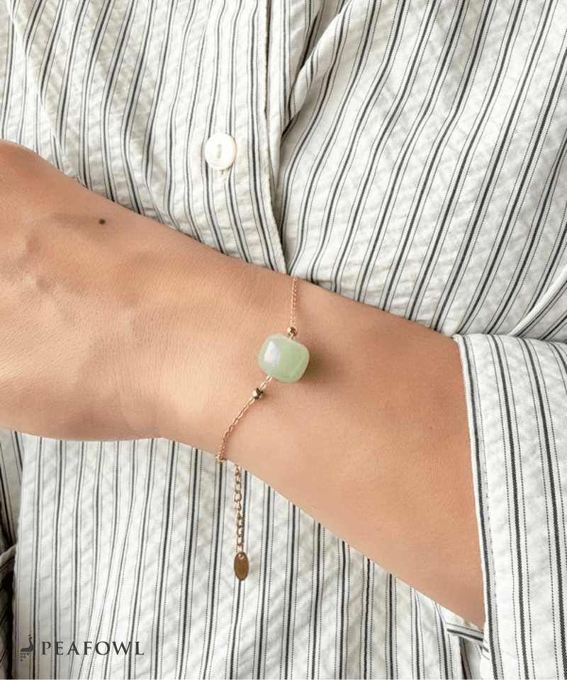 Green Stone Bracelet - peafowl