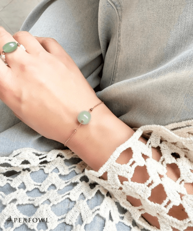 Green Stone Bracelet - peafowl
