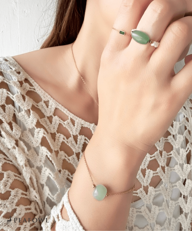 Green Stone Bracelet - peafowl
