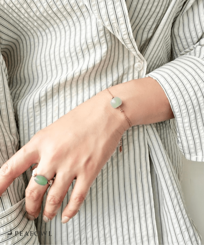 Green Stone Bracelet - peafowl