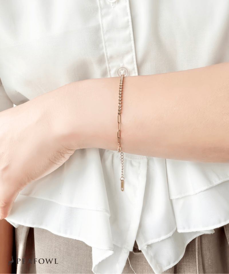 Half Stone Chain Bracelet - peafowl