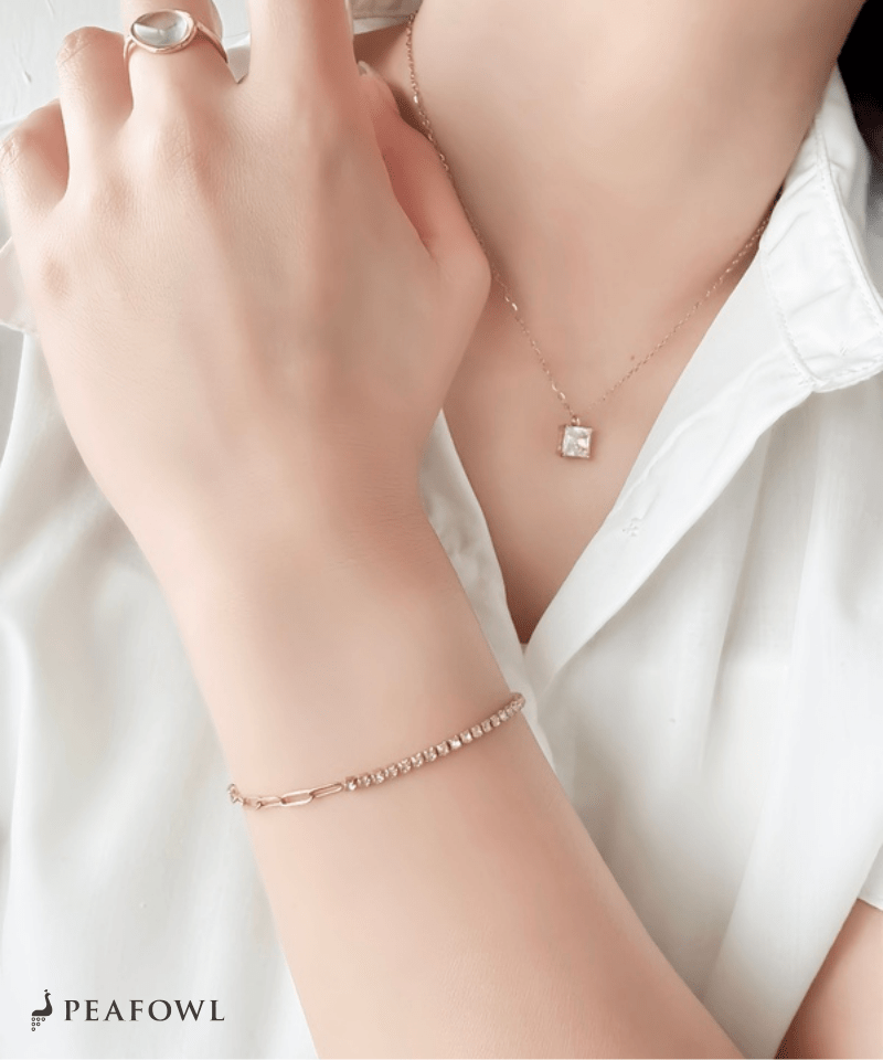 Half Stone Chain Bracelet - peafowl