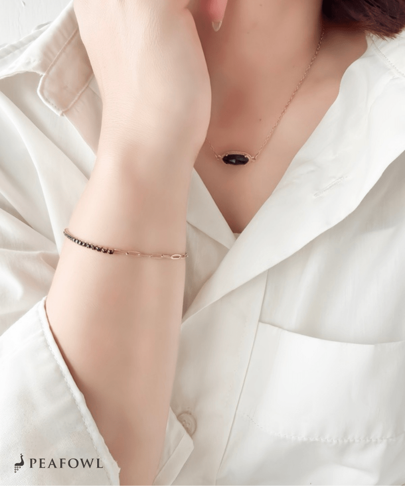 Half Stone Chain Bracelet - peafowl