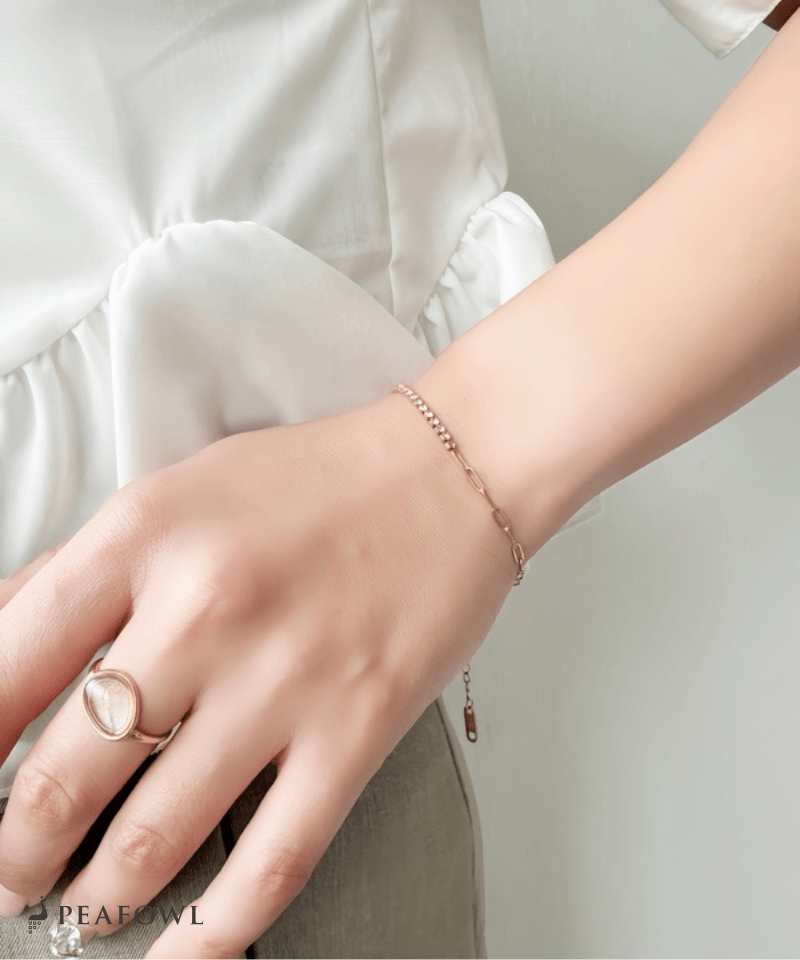 Half Stone Chain Bracelet - peafowl