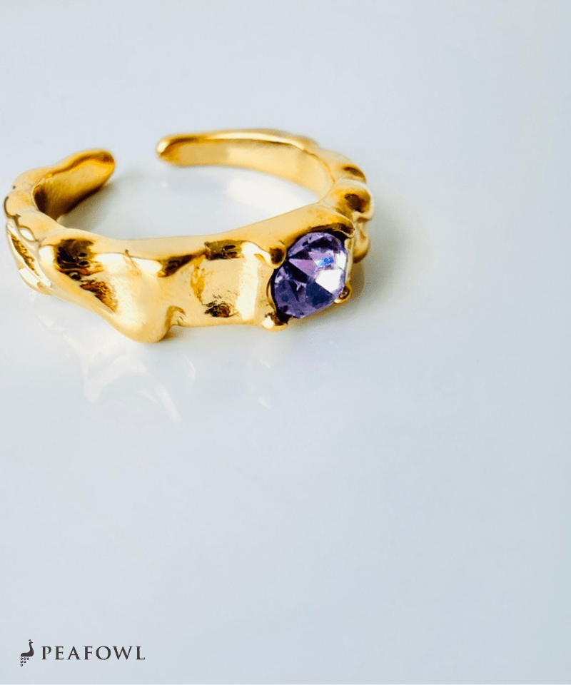 Hammered Stone Ring - peafowl