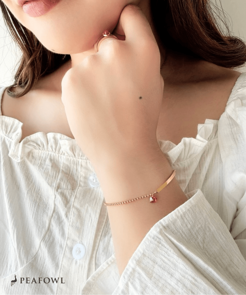 Heart Bar Bracelet - peafowl