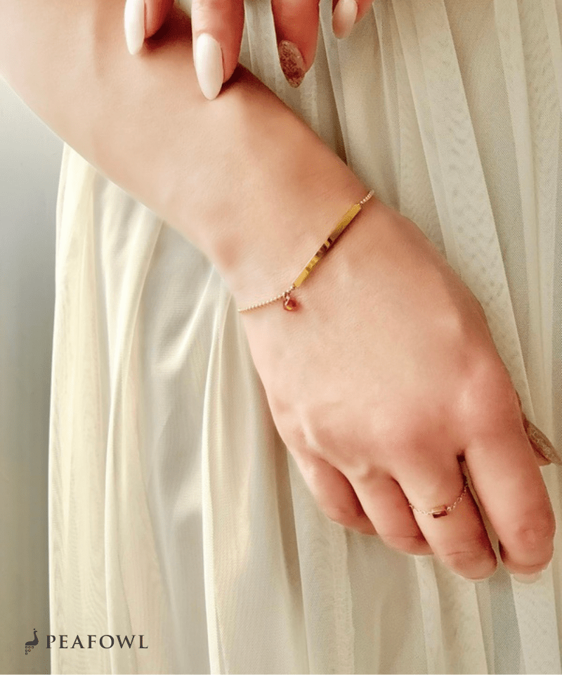 Heart Bar Bracelet - peafowl