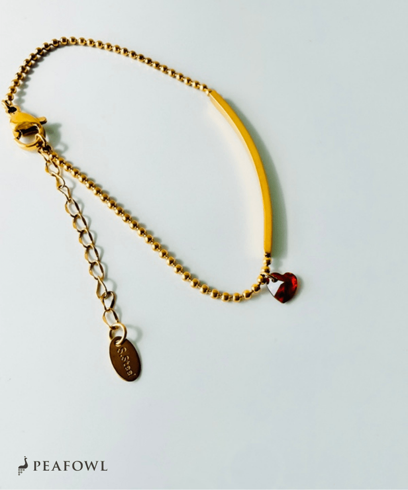 Heart Bar Bracelet - peafowl