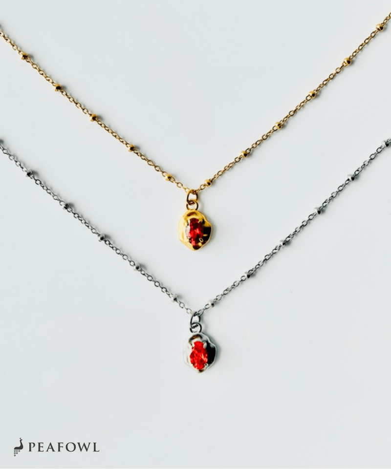 Irregular Zircon Pendant Necklace - peafowl