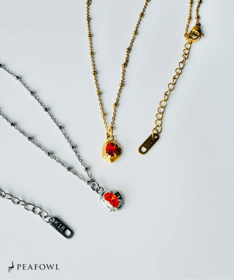 Irregular Zircon Pendant Necklace - peafowl