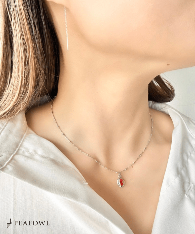 Irregular Zircon Pendant Necklace - peafowl