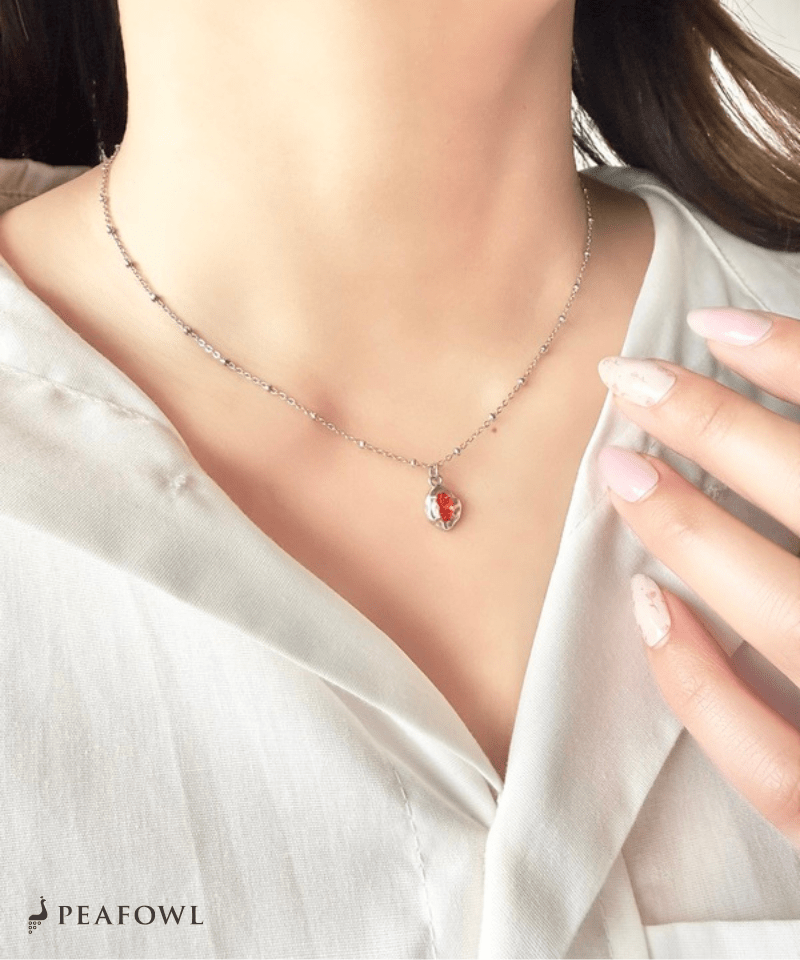 Irregular Zircon Pendant Necklace - peafowl