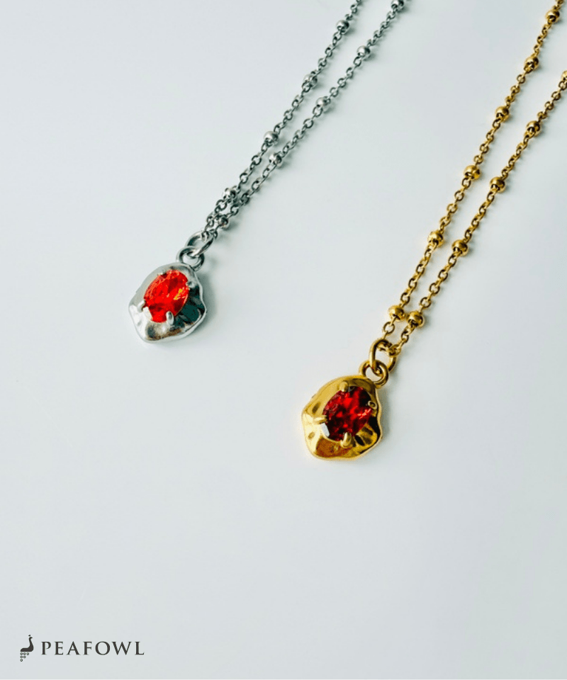 Irregular Zircon Pendant Necklace - peafowl
