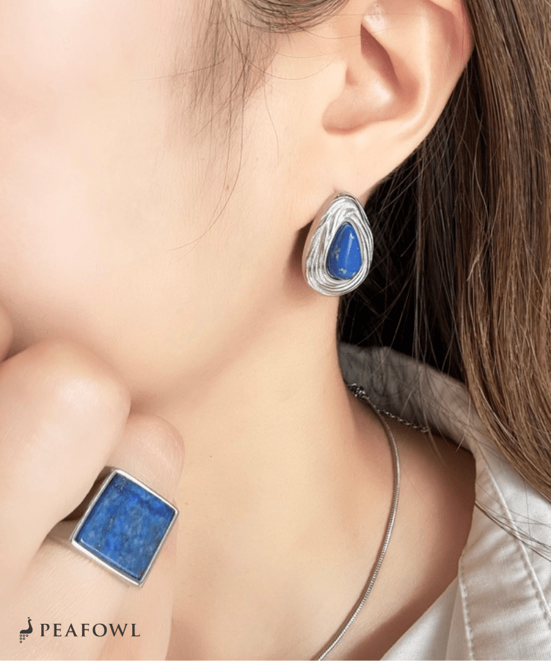 Lapis Wave Frame Pierce - peafowl