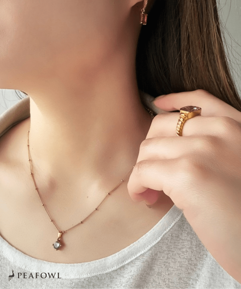 Luminous Round Necklace - peafowl