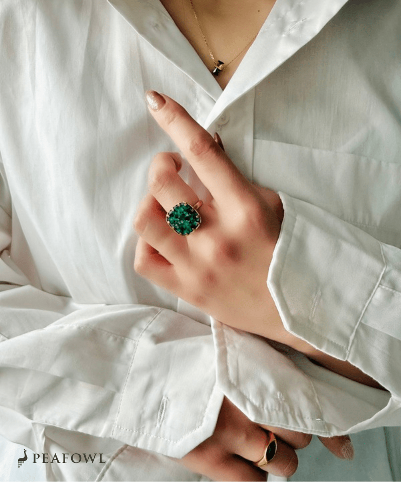 Marble Green Ring - peafowl