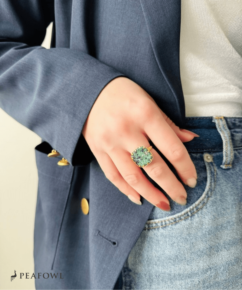 Marble Green Ring - peafowl
