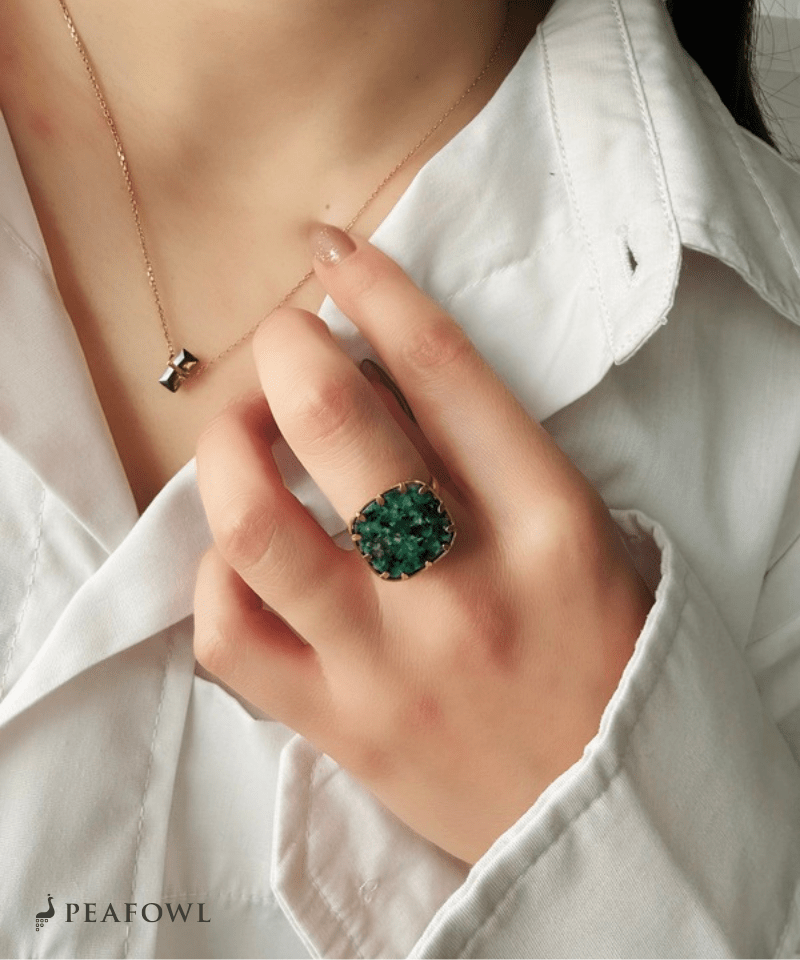 Marble Green Ring - peafowl