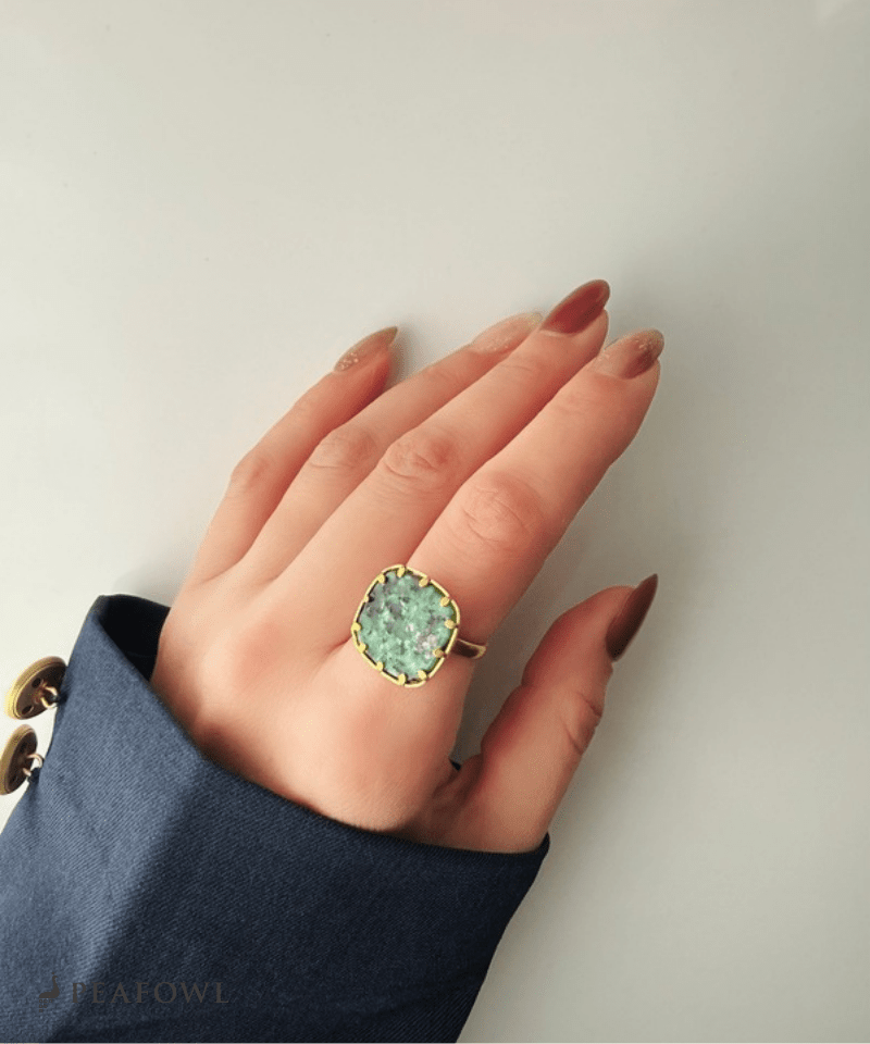 Marble Green Ring - peafowl