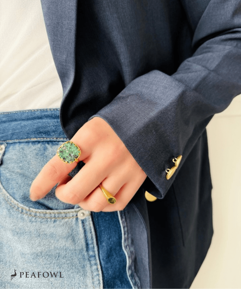 Marble Green Ring - peafowl