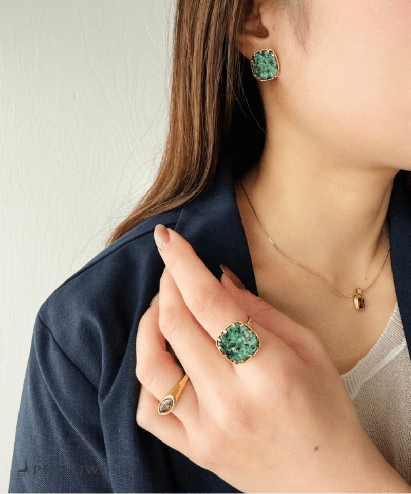 Marble Green Ring - peafowl