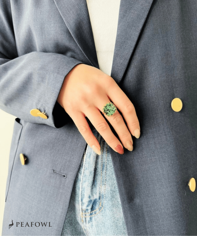Marble Green Ring - peafowl