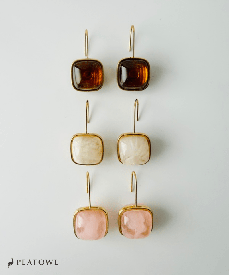 Marble Square Hook Pierce - peafowl