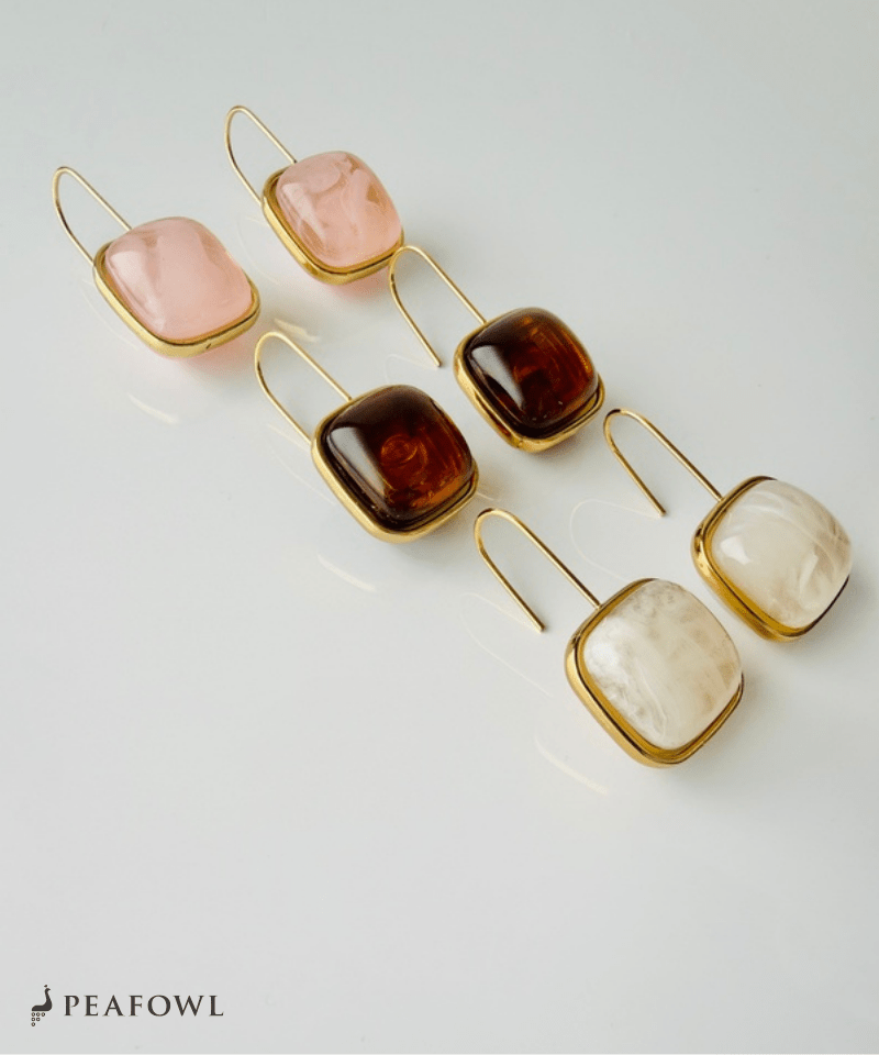 Marble Square Hook Pierce - peafowl