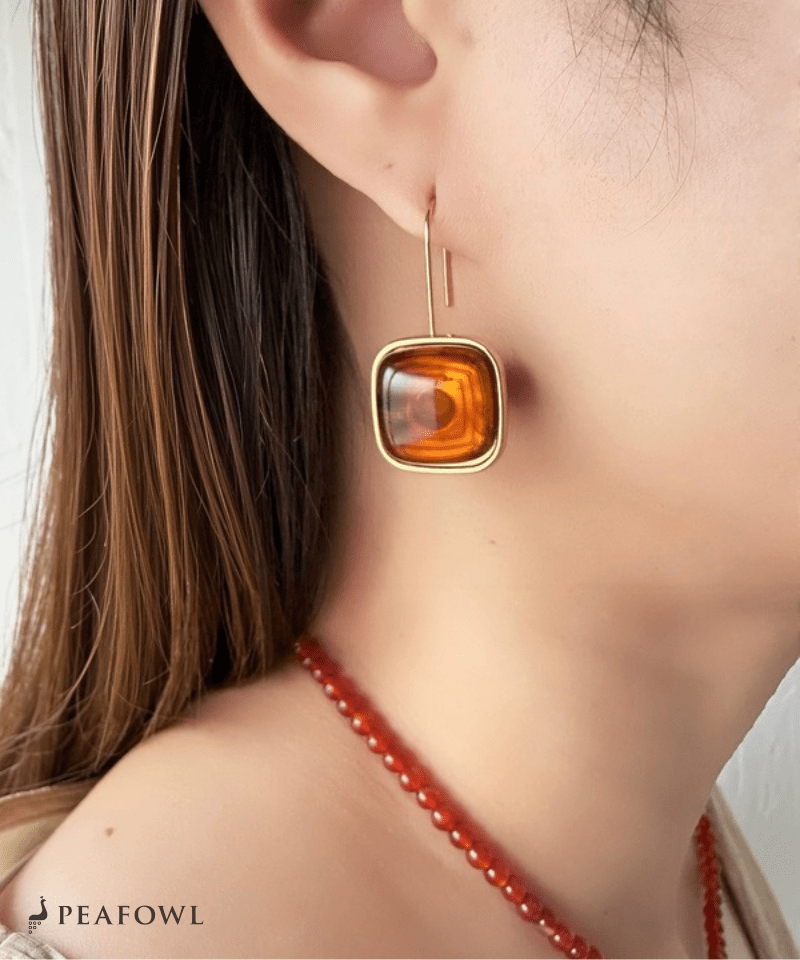 Marble Square Hook Pierce - peafowl