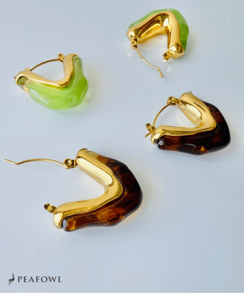 Marble Wave Line Pierce - peafowl