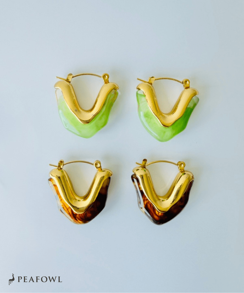 Marble Wave Line Pierce - peafowl