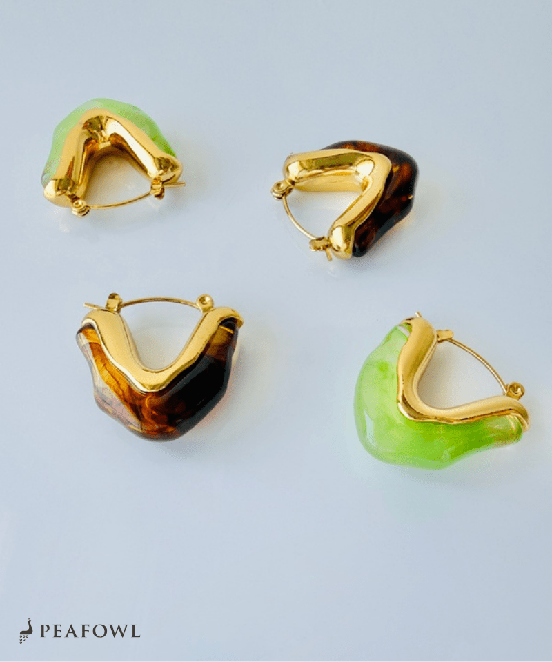 Marble Wave Line Pierce - peafowl
