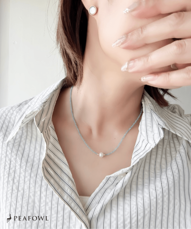 Mini Pearl Beads Necklace - peafowl