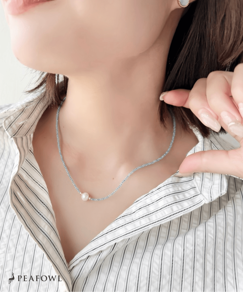 Mini Pearl Beads Necklace - peafowl
