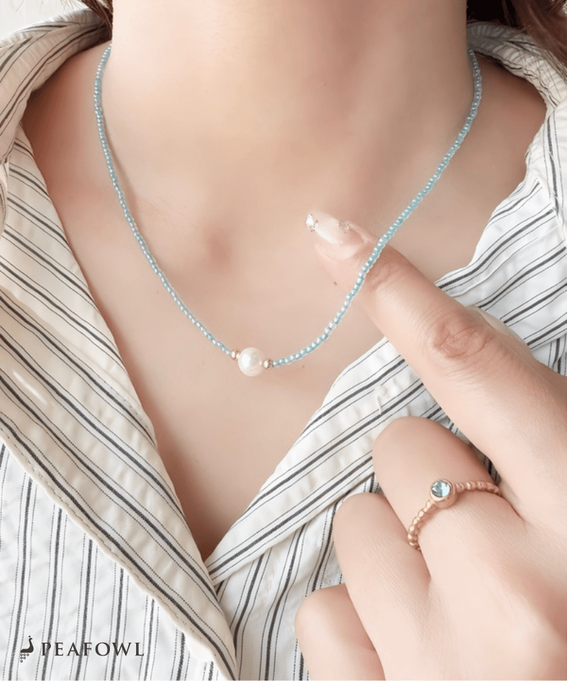Mini Pearl Beads Necklace - peafowl