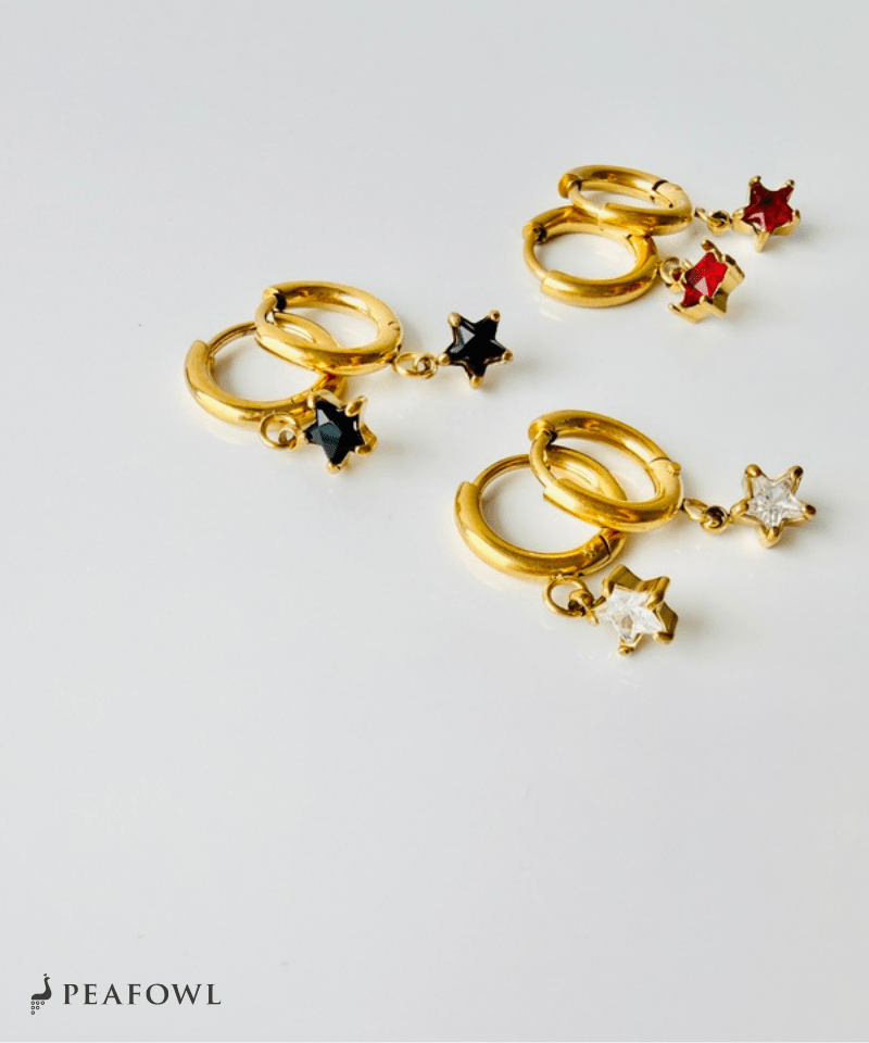Mini Star Hoop Pierce - peafowl