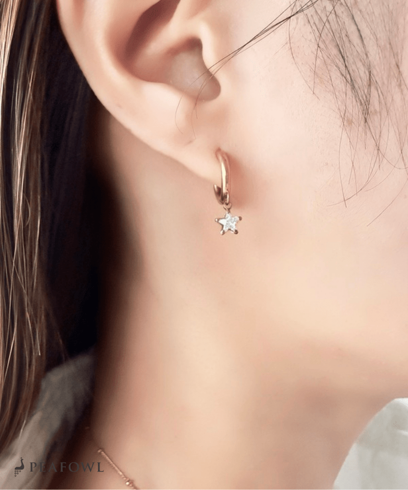 Mini Star Hoop Pierce - peafowl