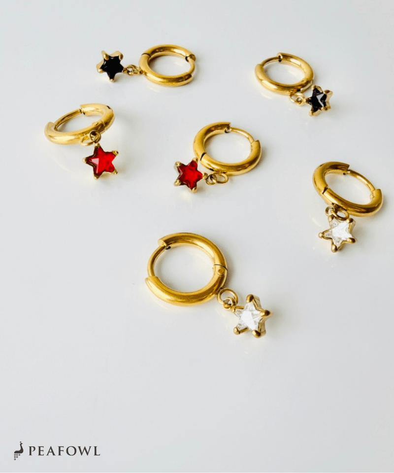 Mini Star Hoop Pierce - peafowl