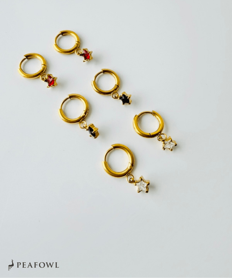 Mini Star Hoop Pierce - peafowl