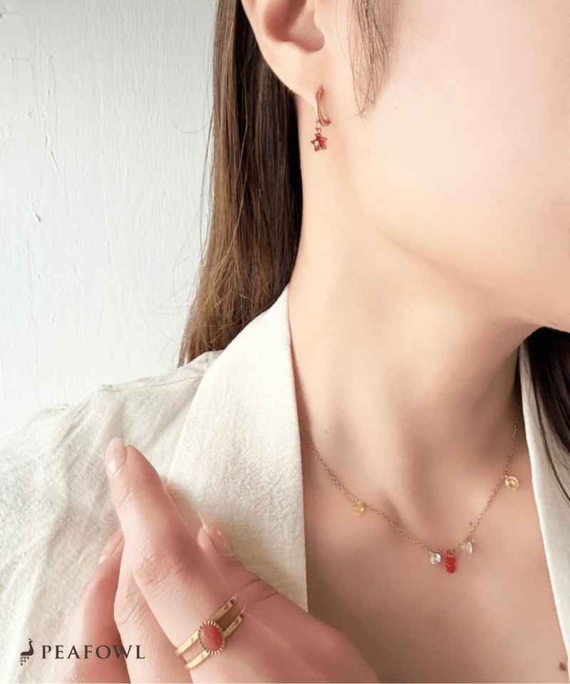 Mini Star Hoop Pierce - peafowl
