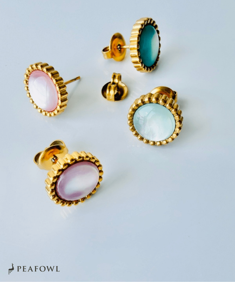 Modern Pearl Circle Pierce - peafowl